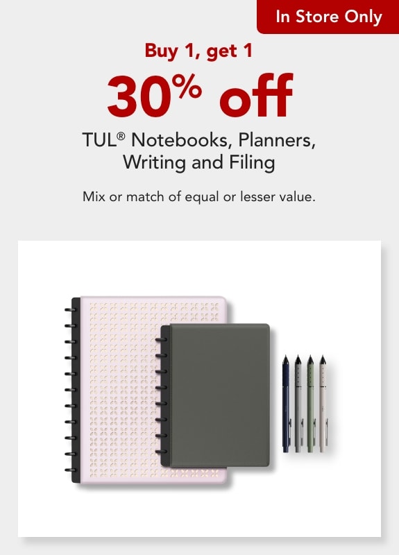 Buy 1 get 1 30% off TUL- In store only