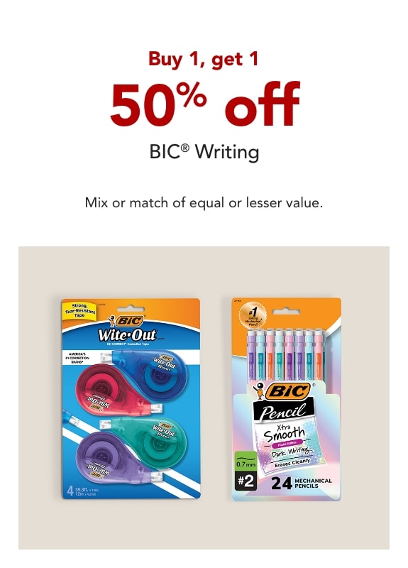 Buy 1 get 1 50% off BIC writing