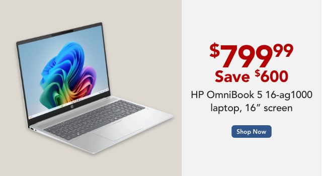  HP OmniBook 5 16 ag1000 Laptop 16 Screen AMD Ryzen AI 5 16GB Memory 512GB Solid State Drive Windows 11