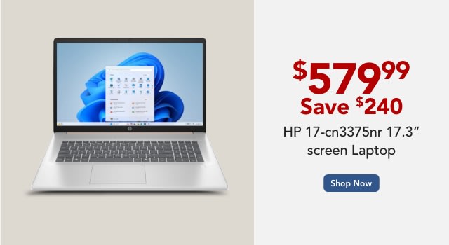 HP 17-cn3375nr Laptop, 17.3" Screen, Intel Core i5, 8GB Memory, 512GB Solid State Drive, Windows 11 Home