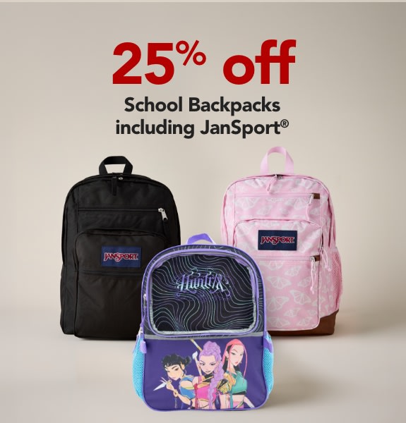 25% off School Backpacks including JanSport