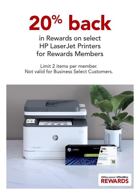  20% back in Bonus Rewards on select HP LaserJet Printers