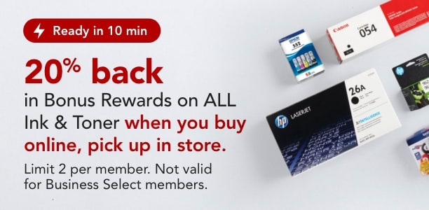 20% back in bonus rewards on ALL Ink & Toner