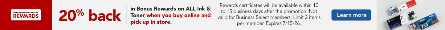 20% back in bonus rewards on ALL Ink & Toner
