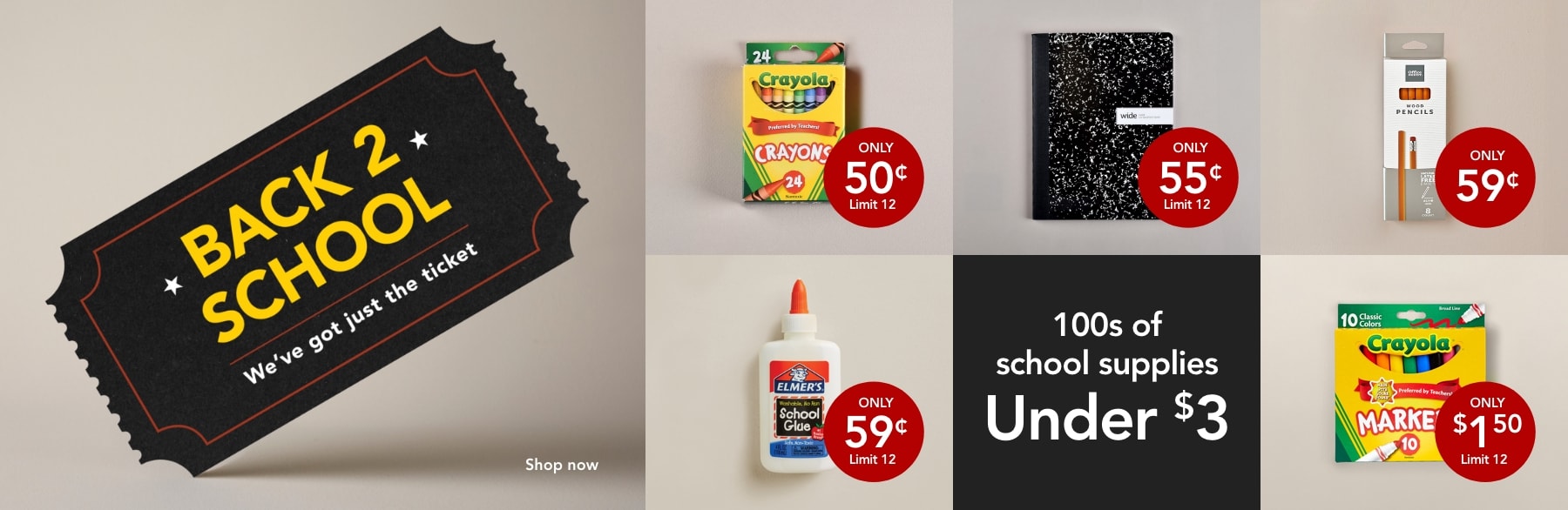 100s of school supplies under $3