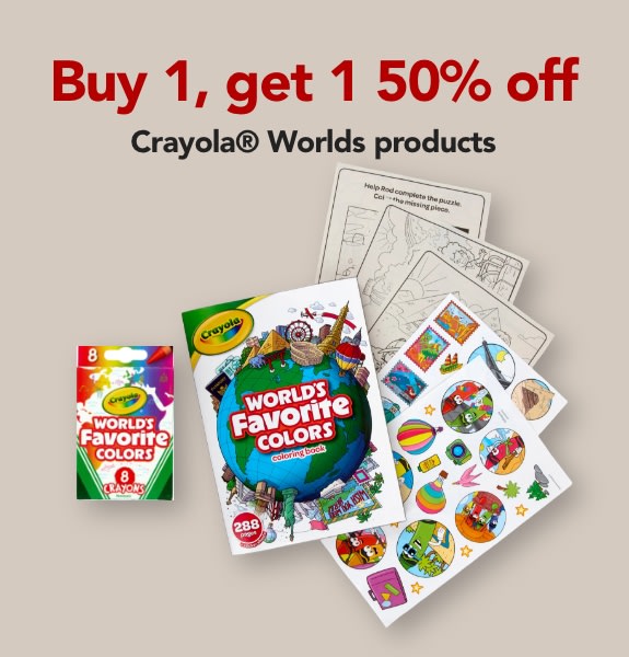 Buy 1, get 1 50% off  Crayola® World's Products.