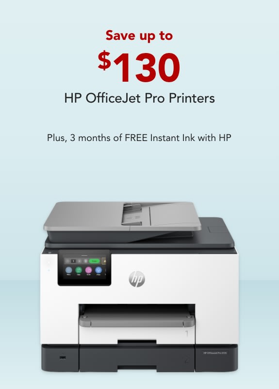 Save up to $130 on HP OfficeJet Pro Printers Plus, 3 months of FREE Instant Ink with HP