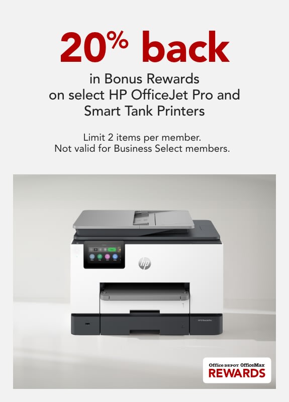 20% Back in Bonus Rewards  on select HP OfficeJet Pro and Smart Tank Printers