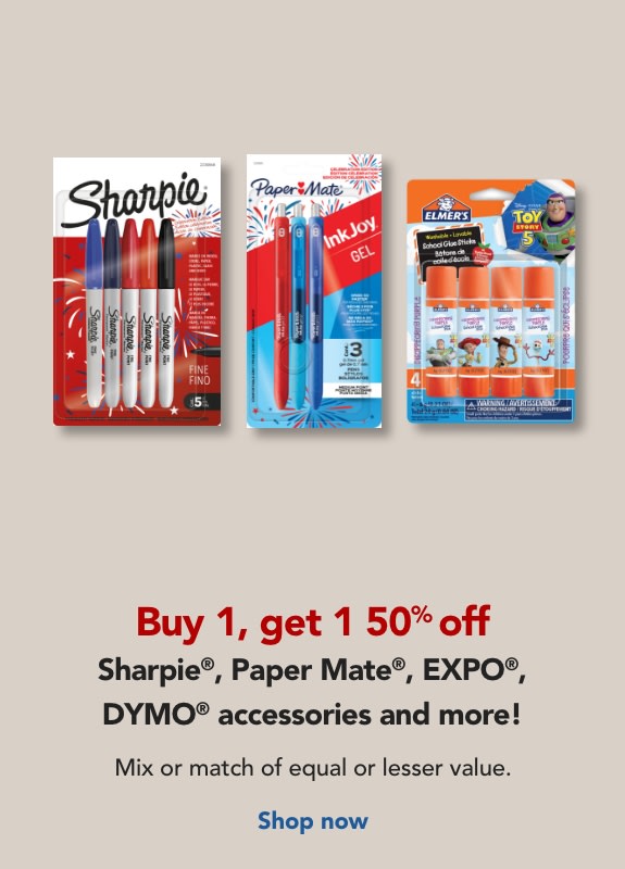  Buy 1 get 1 50% off Sharpie, Paper Mate, EXPO, DYMO and more!