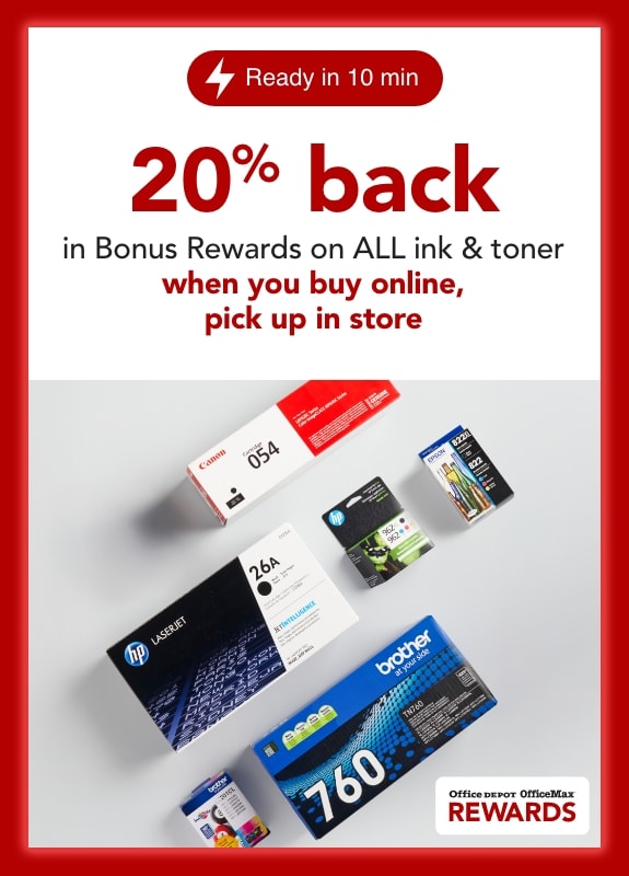 20% back in bonus rewards on ALL Ink & Toner