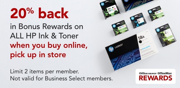 20% back in bonus rewards on ALL HP Ink & Toner