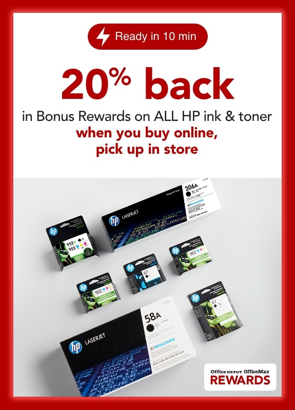 20% back in bonus rewards on ALL HP Ink & Toner