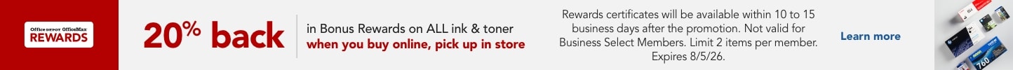 20% back in Engagement Rewards on ALL Ink & Toner when you buy online and pick up in store. 