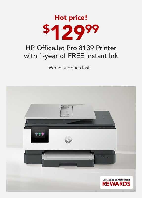 Rewards Members only HOT PRICE! Only $139.99 HP OfficeJet Pro Printer with 1-year of FREE Instant Ink