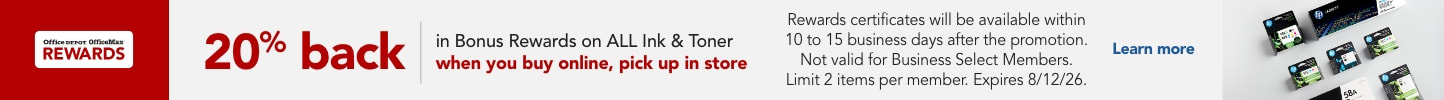 20% back in Engagement Rewards on ALL Ink & Toner when you buy online and pick up in store. 