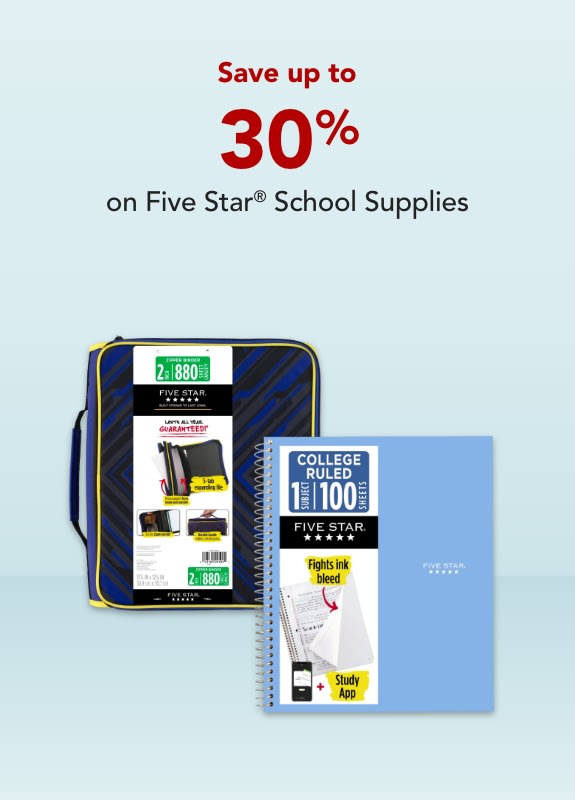 Save up to 30% on Five Star School Supplies