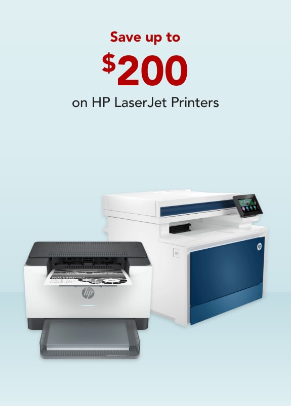 Save up to  $200 on HP LaserJet Printers
