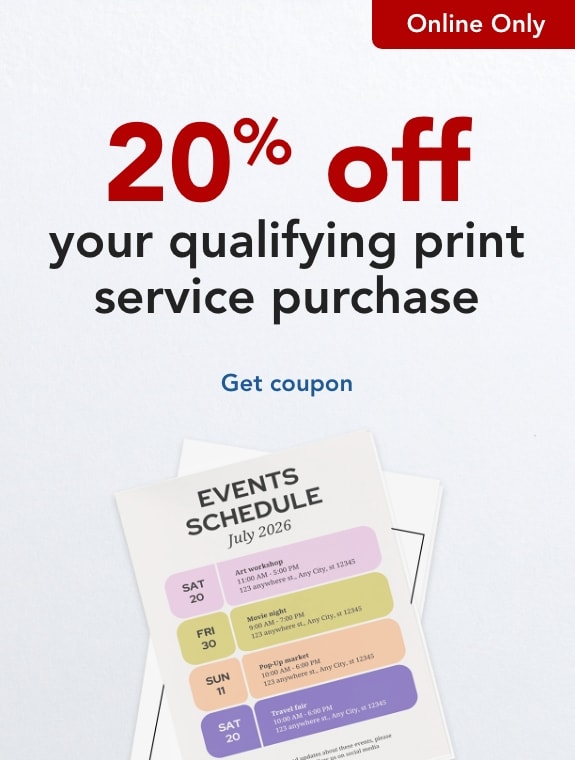 20% off your qualifying print service purchase