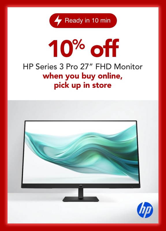 10% off HP Series 3 Pro 27" FHD Monitor when you buy online, pick up in store