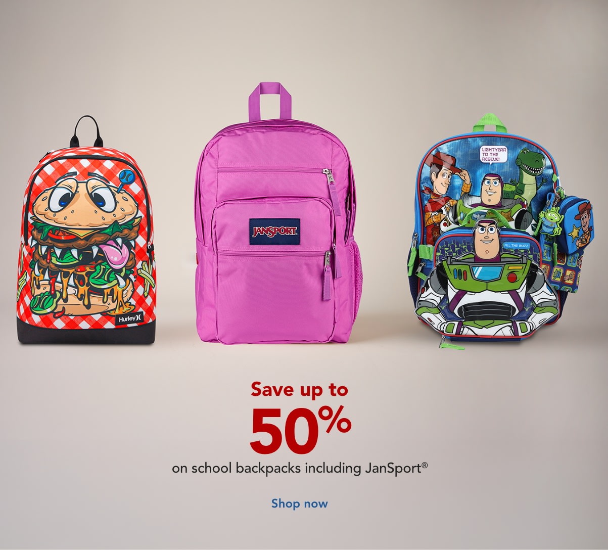 Save up to 50% on school backpacks including JanSport®