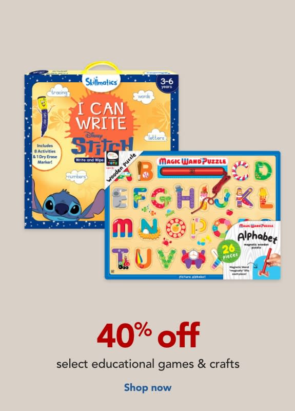 40% off select educational games & crafts