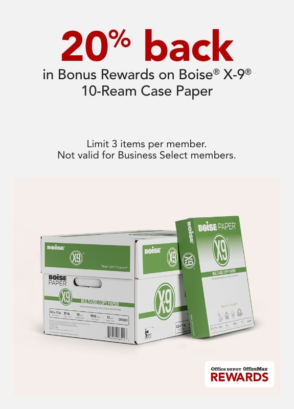 Rewards members get 20% back in bonus rewards on Boise X9 10 Ream case.