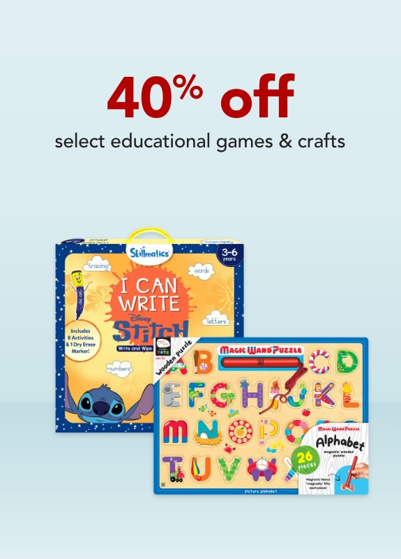 40% off select educational games & crafts