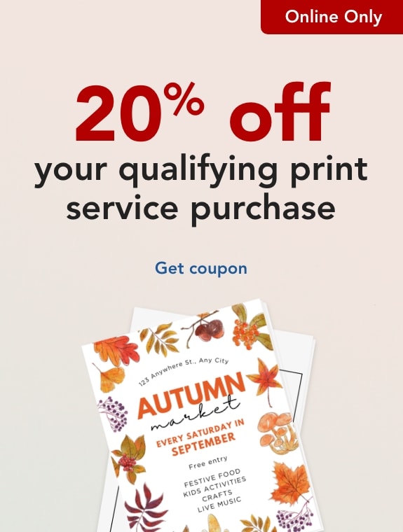 Online only-20% off your qualifying print service purchase