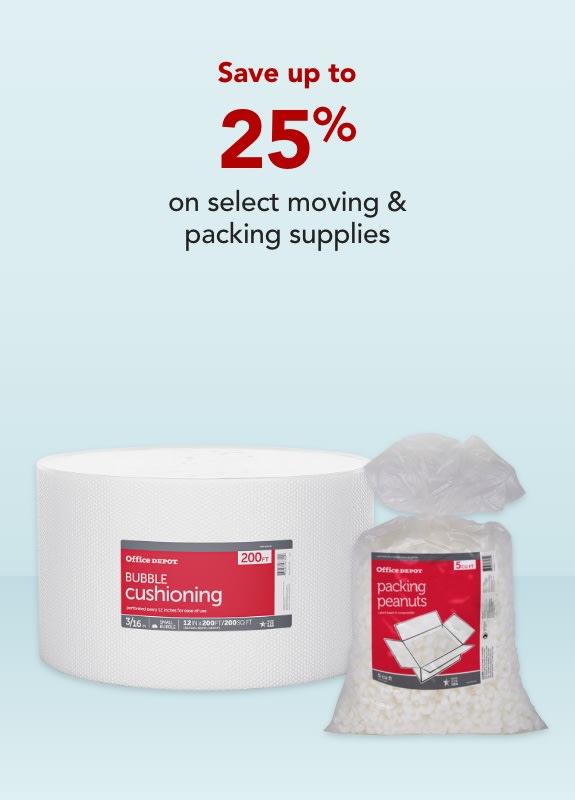 Save up to 25% on select moving & packing supplies