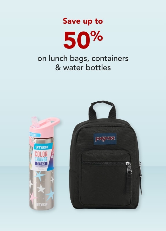 Save up to 50% on lunch bags, containers & water bottles
