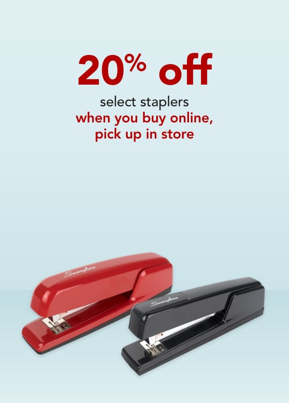 20% off select staplers when you buy online, pick up in store.