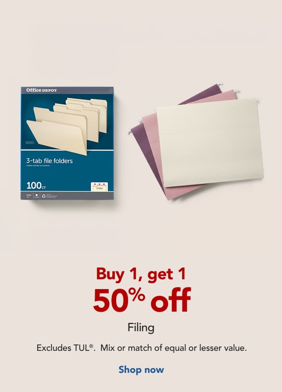 :Buy 1, get 1 50% off  Filing