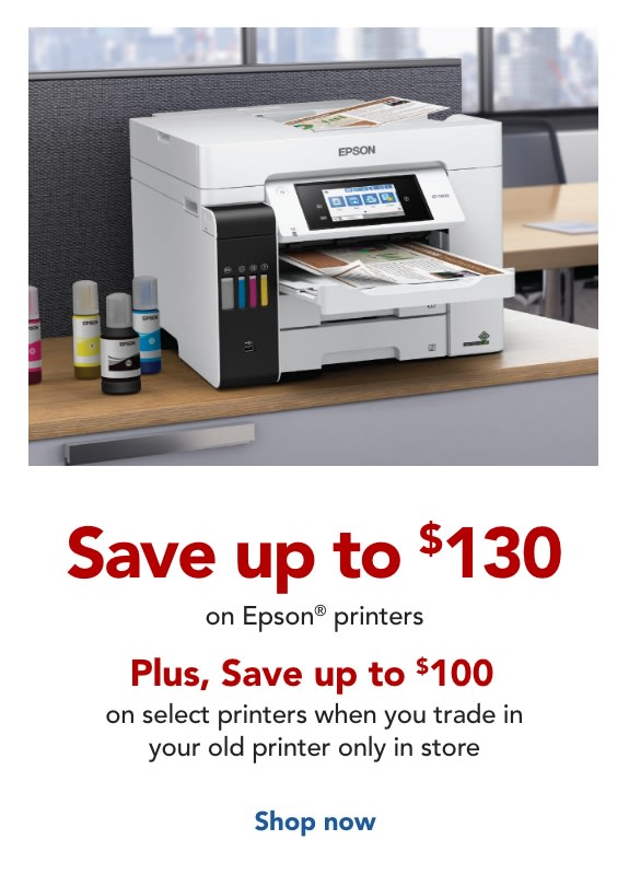Save up to $130 on Epson printers