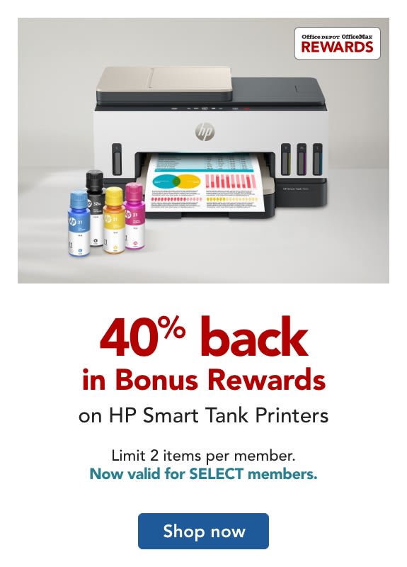 40% back in Bonus Rewards  on HP Smart Tank Printers