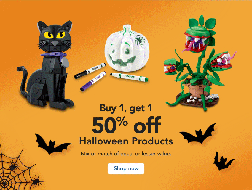 Buy 1, get 1 50% off  Halloween products.