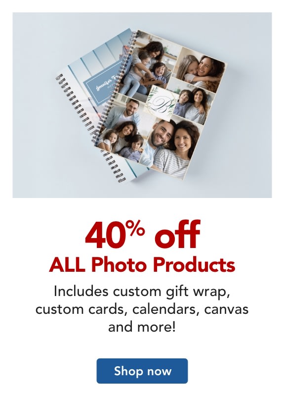 40% off  Photo Products.