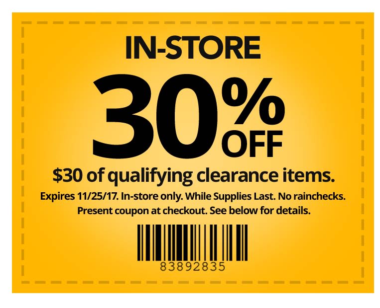 Black Friday In Store Clearance Coupon