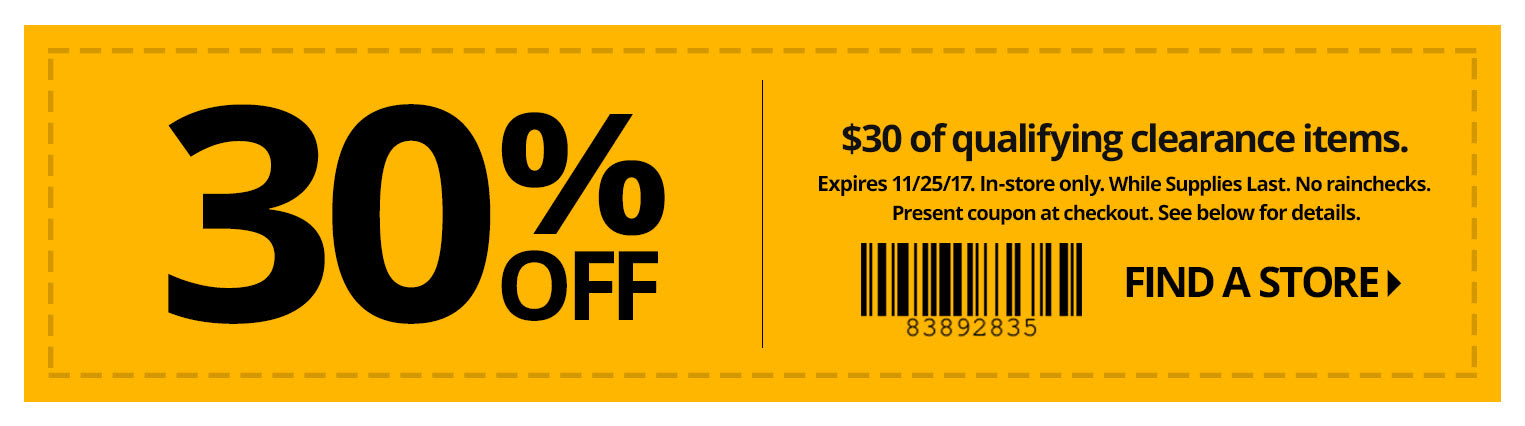 Black Friday In Store Clearance Coupon