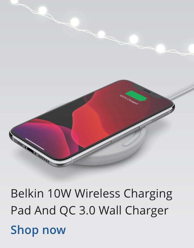 Belkin 10W Wireless Charging Pad And QC 3.0 Wall Charger