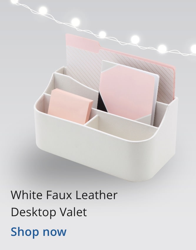 White Faux Leather Desktop Valet