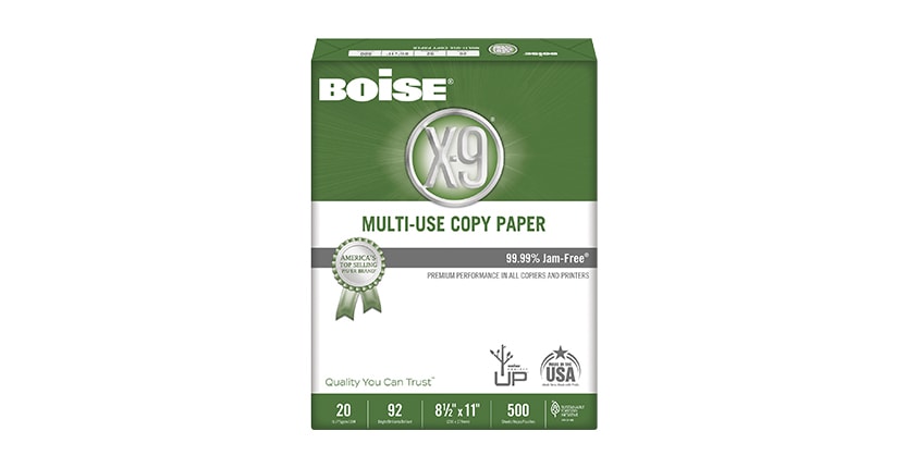 $7.99 Boise X9 Multi-use Paper 92 Brightness, 500 sheet ream
