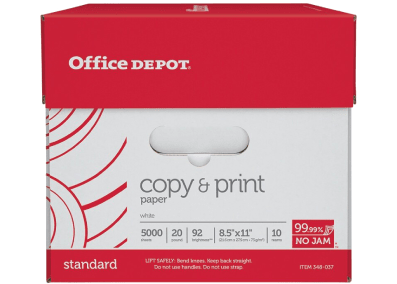 Boise X-9 Copy Paper, 92 Brightness, 20 lb, 8-1/2 inch x11 inch, White, 2500 Sheets/Carton