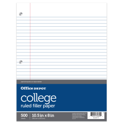 600 3-Hole Filler Paper Wide-Ruled & College Ruled Assorted Purpose Office Depot 