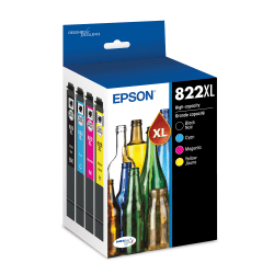 Epson 822XL Black822 DuraBrite Cyan Magenta Yellow High Yield Ink