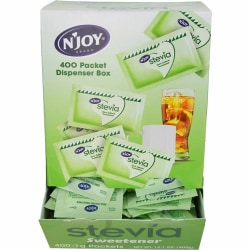 Njoy Green Stevia Sugar Substitute - 0.035 oz (1 g) - Stevia Flavor - 400/Box Njoy Green Stevia Sugar Substitute - 0.035 oz (1 g) - Stevia Flavor - 400/Box