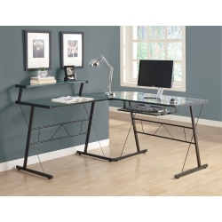 L shaped computer desk glass discount