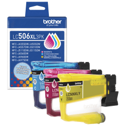 Brother LC506XL3PK Cyan Magenta and Yellow High Yield Ink