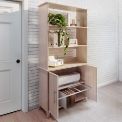 Realspace Koru 72 H 3 Shelf Bookcase With Printer Shelf File