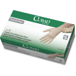 Medline Powder-free Stretch Vinyl Exam Gloves - Small Size - Cream - Stretchable, Latex-free, Non-sterile - For Multipurpose - 150 / Box - 9.50