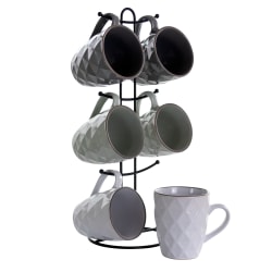 Elama Diamond Waves 6 Piece Mug Set 12 Oz Assorted Colors - Office Depot